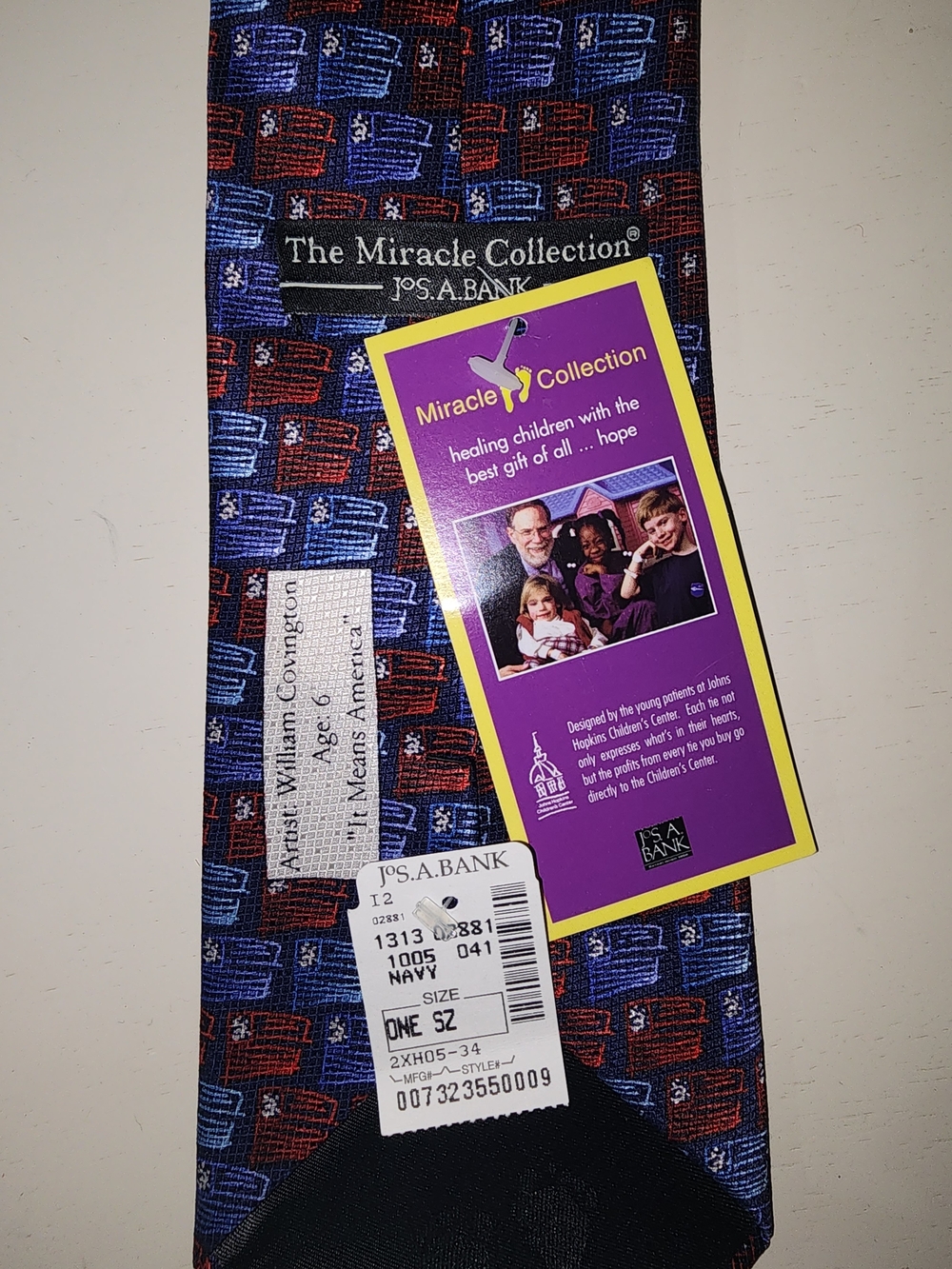 Jos. A. Bank "It Means America" Miracle Collection Men's Tie 100% Silk Flags